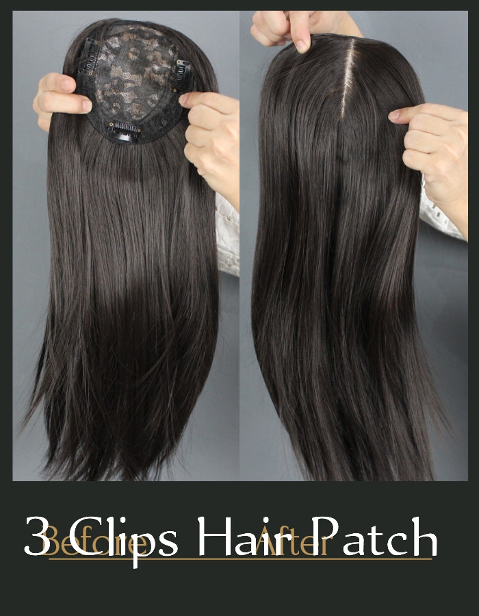 03 Clips Hair Patch Style A – Discreet front baldness solution with natural-looking hair integration.