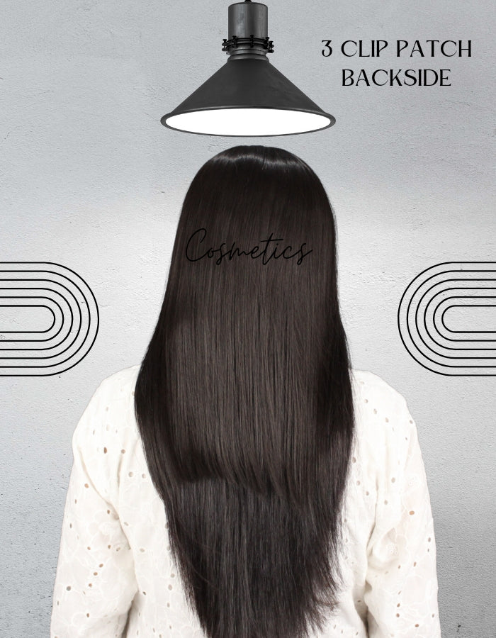 03 Clips Hair Patch Style A – Discreet front baldness solution with natural-looking hair integration.