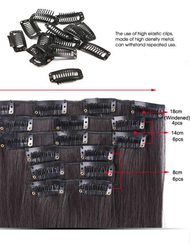 16 Clip Light Brown with Copper Streak Extension - Zebaish Wigs and Extension