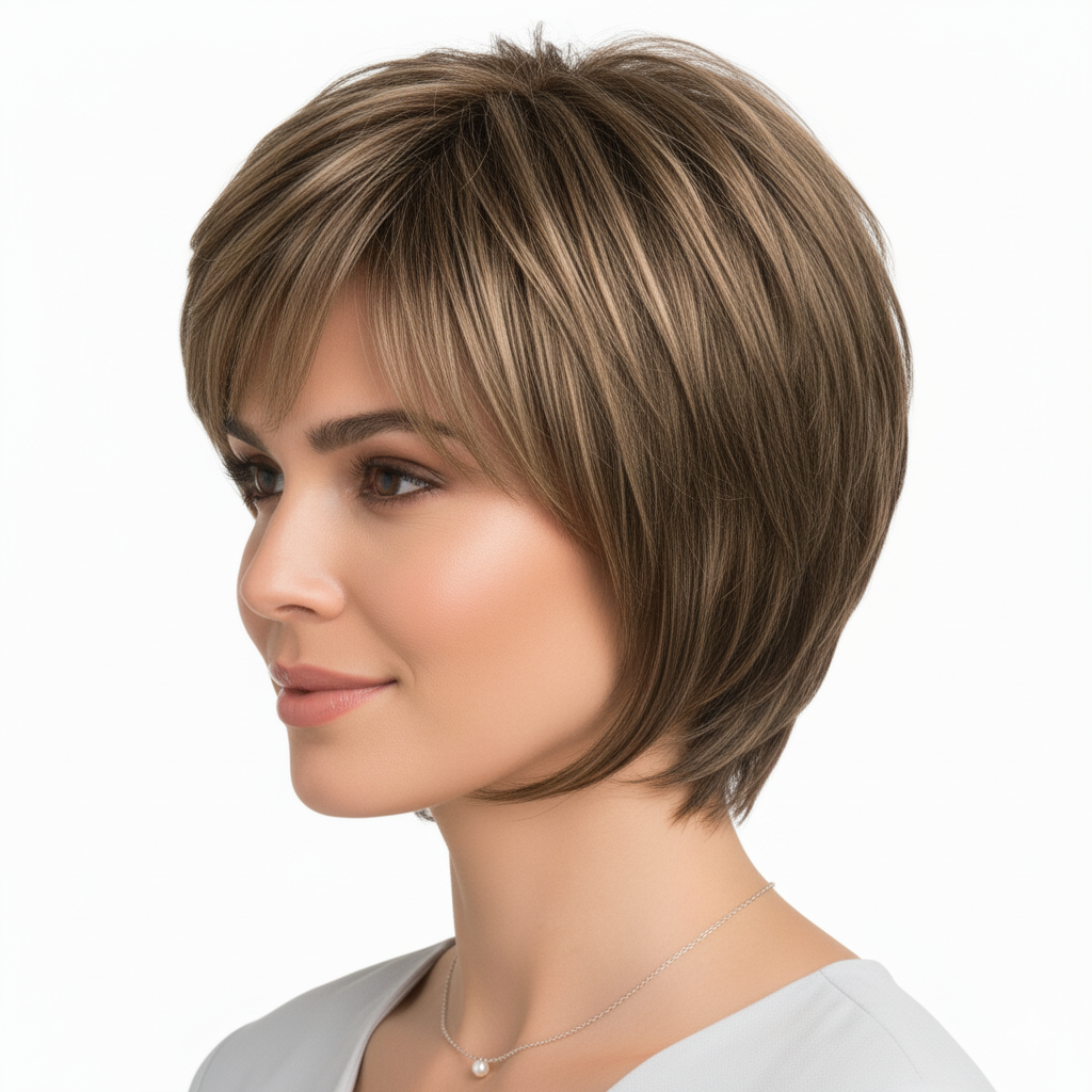 Zebaish Nova Short Bob Wig with Bangs | Tousled & Textured