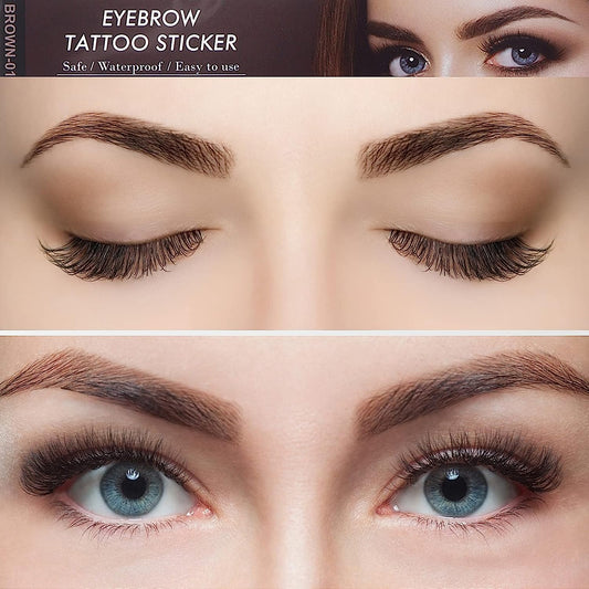 Light Brown Eyebrow Tattoos(Pair of 10) for Women Waterproof 4D Eyebrow Tattoo Transfers Stickers Grooming Shaping for Women