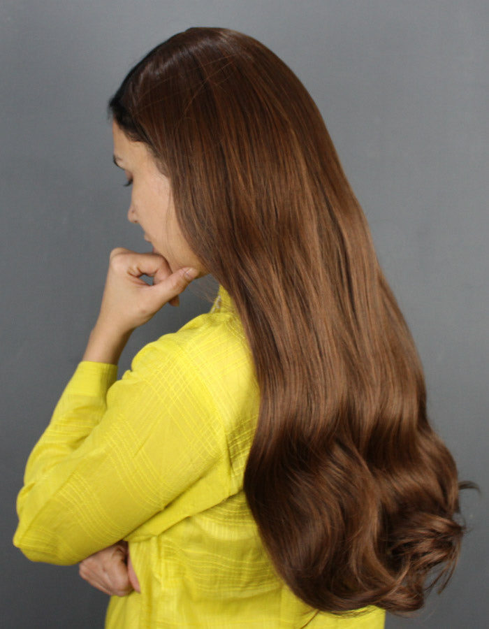 7 Clip Ushape Light Brown Extension 30 Inches Long
