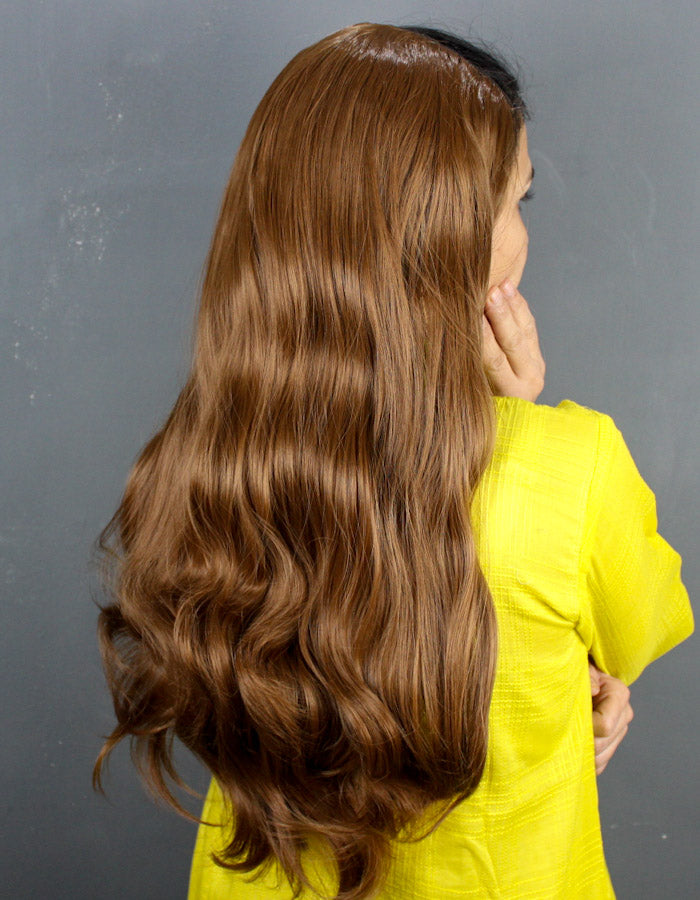 8 Clip Ushape Light Cool Brown Extension 30 Inches Long
