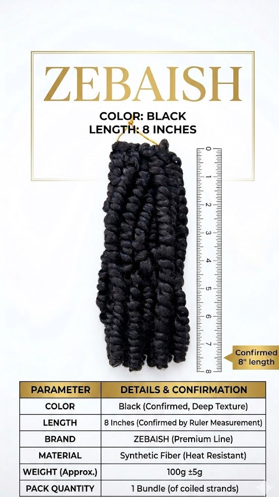 Coleta de ganchillo pre-bucle de 8" con puntas rizadas | Zebaish Wigs And Extensions