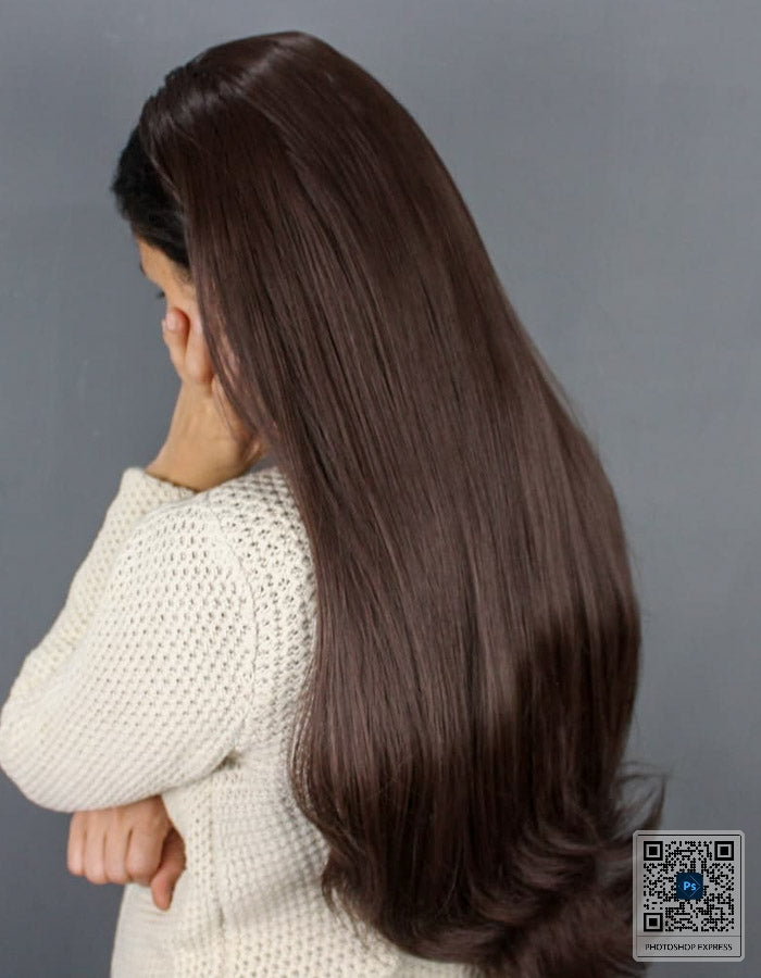 Cap Topper Chocolate Brown 30 Inches Long | Zebaish Wigs & Extensions
