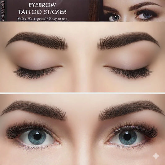Black Eyebrow Tattoos (Pair of 10) for Women Waterproof 4D Eyebrow Tattoo Transfers Stickers Grooming Shaping for Women