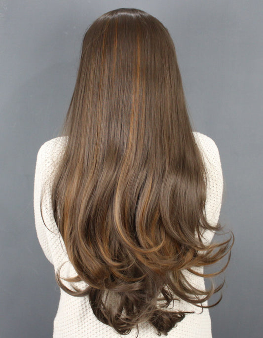 Topper Medium Brown with Highlights 30 Inches Long