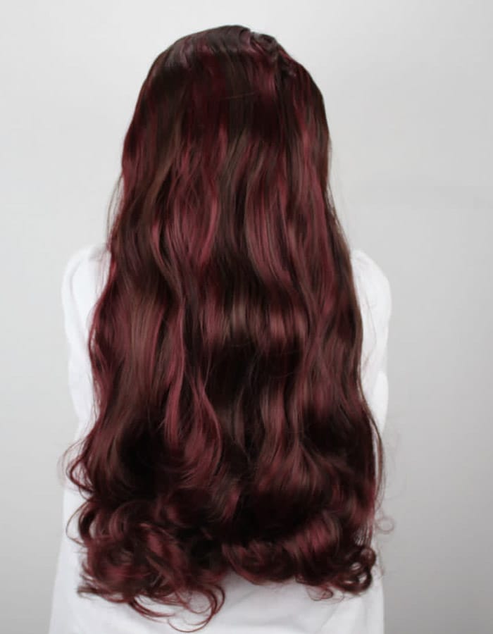 Chocolate Brown Extension With Red Highlights | Zebaish Wigs & Extensions