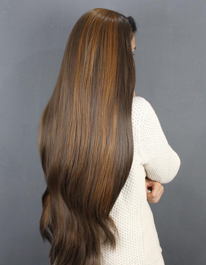 Topper Medium Brown with Highlights 36 Inches Long