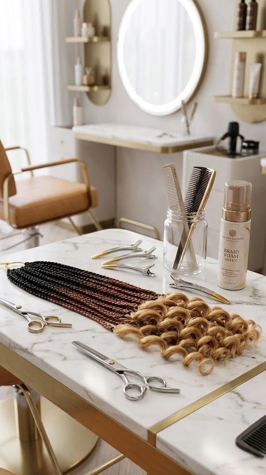 24" Trenzas de Ganchillo Ombre Goddess Box con Pelo Ondulado y Rizos en las Puntas Pre-enganchadas para Extensiones de Cabello Sintético 3-Tonos Mixtos | Zebaish Wigs & Extensions