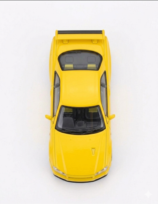 MINI GT Nissan Skyline GT-R R34 V-Spec Amarillo Relámpago Mijo Exclusivo 1:64 762