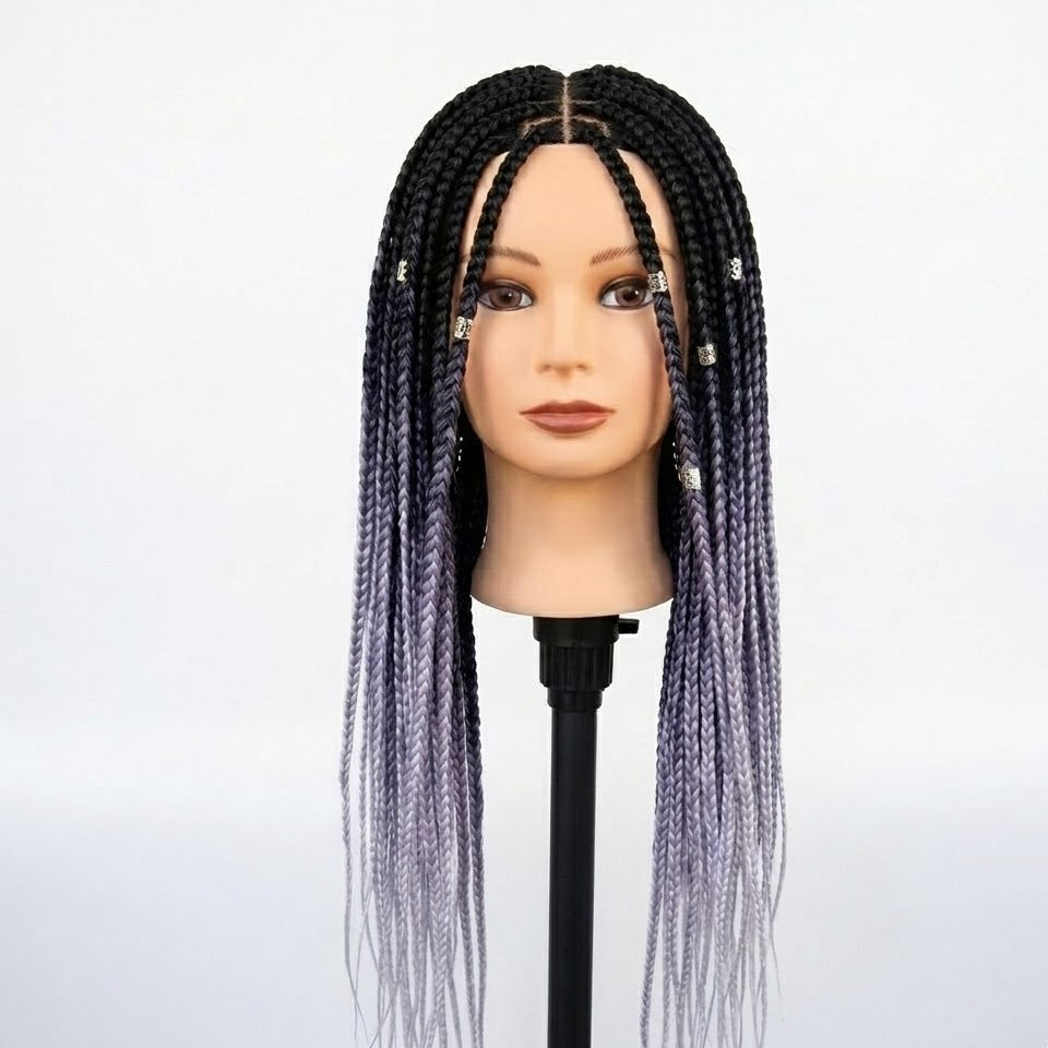 Trenza afro torcida de 24'' Negro con degradado gris, extensión de cabello sintético Kanekalon Jumbo para trenzar | Zebaish Wigs And Extensions