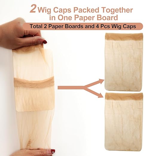 ZEBAISH Skinlike HD Wig Cap, Pack Of 5 Invisible and Sheer Breathable Ultra-thin Stretchy Stocking Caps Beige Colour