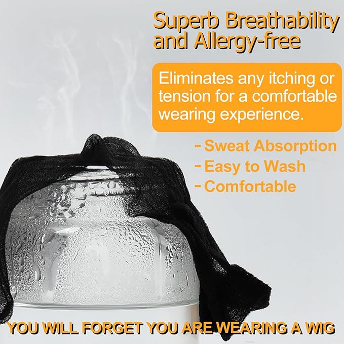 ZEBAISH Skinlike HD Wig Cap, Pack Of 5 Invisible and Sheer Breathable Ultra-thin Stretchy Stocking Caps Black Colour