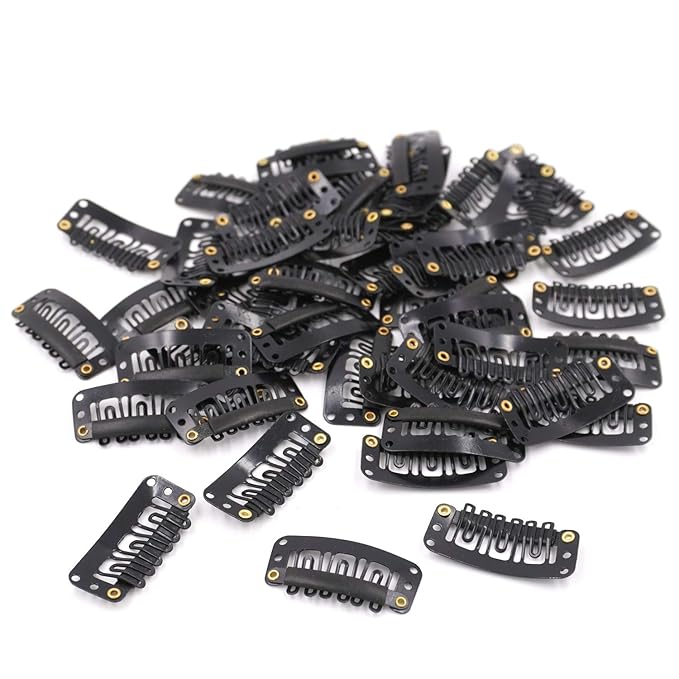 Zebaish U Shape Black Metal Clips pack of 5 For Hair Extensions,Toppers And Wigs