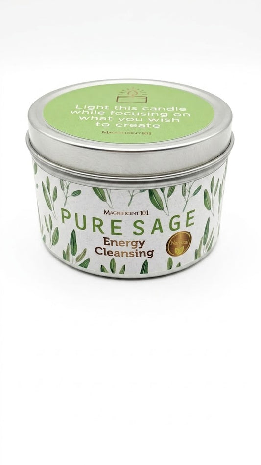 Vela de limpieza energética de salvia pura, aromaterapia de cera de soja de salvia blanca (lata de 6 oz) | Zebaish Wigs & Extensions