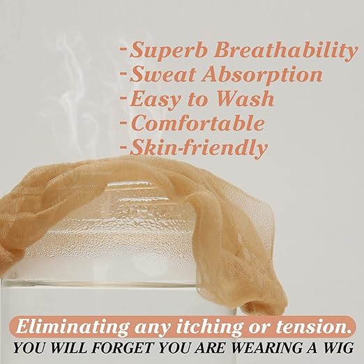 ZEBAISH Skinlike HD Wig Cap, Pack Of 5 Invisible and Sheer Breathable Ultra-thin Stretchy Stocking Caps Beige Colour