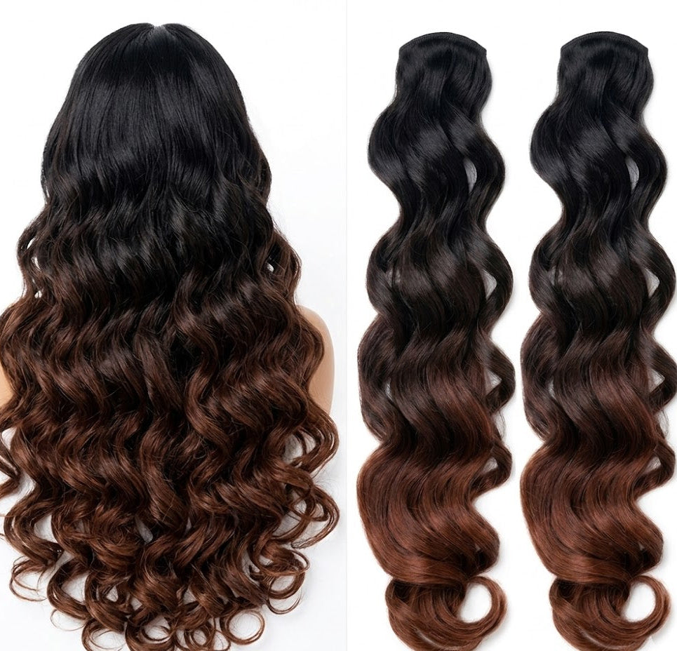 Extensiones de cabello trenzado a ganchillo Ombre Goddess Box Braids de 24" con puntas rizadas onduladas – Extensiones sintéticas de 3 tonos | Zebaish Wigs & Extensions