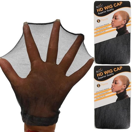 ZEBAISH Skinlike HD Wig Cap, Pack Of 5 Invisible and Sheer Breathable Ultra-thin Stretchy Stocking Caps Black Colour