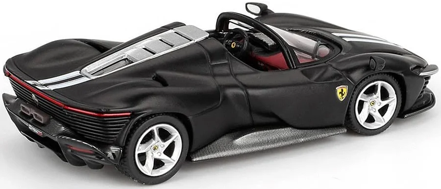Ferrari Daytona SP3 Negro Mate con Rayas Blancas e Interior Rojo Fundición a Presión 1/64