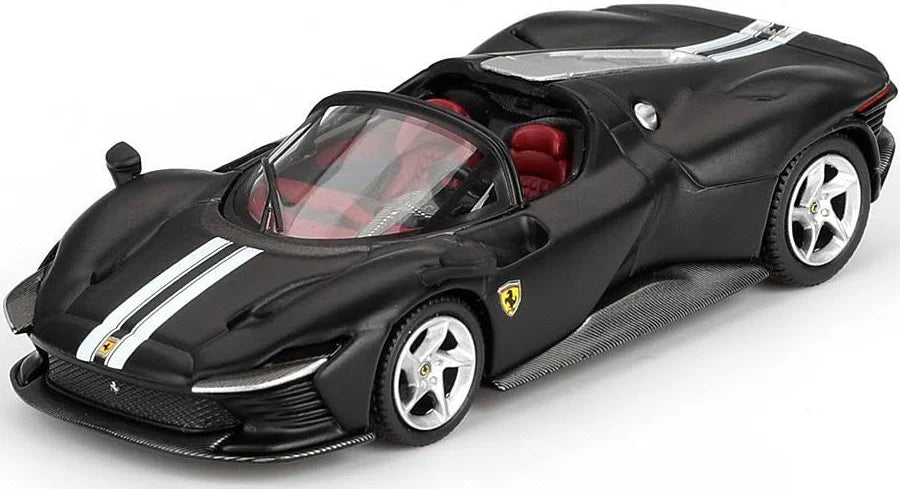 Ferrari Daytona SP3 Negro Mate con Rayas Blancas e Interior Rojo Fundición a Presión 1/64