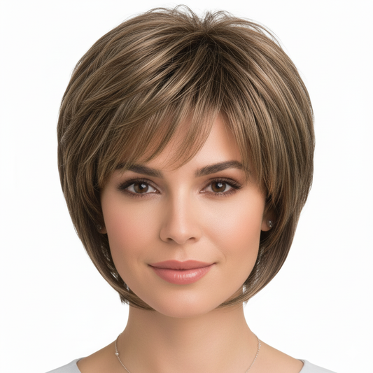Zebaish Nova Short Bob Wig with Bangs | Tousled & Textured