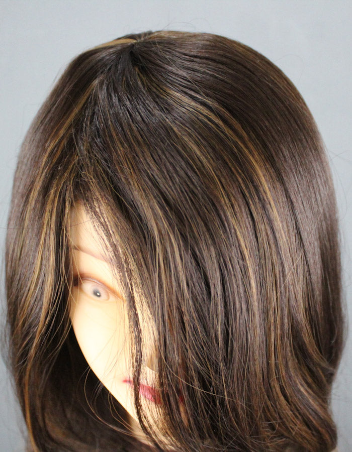 30 Inch Long Gold Highlights with Brown Wig - Zebaish Wigs and Extension