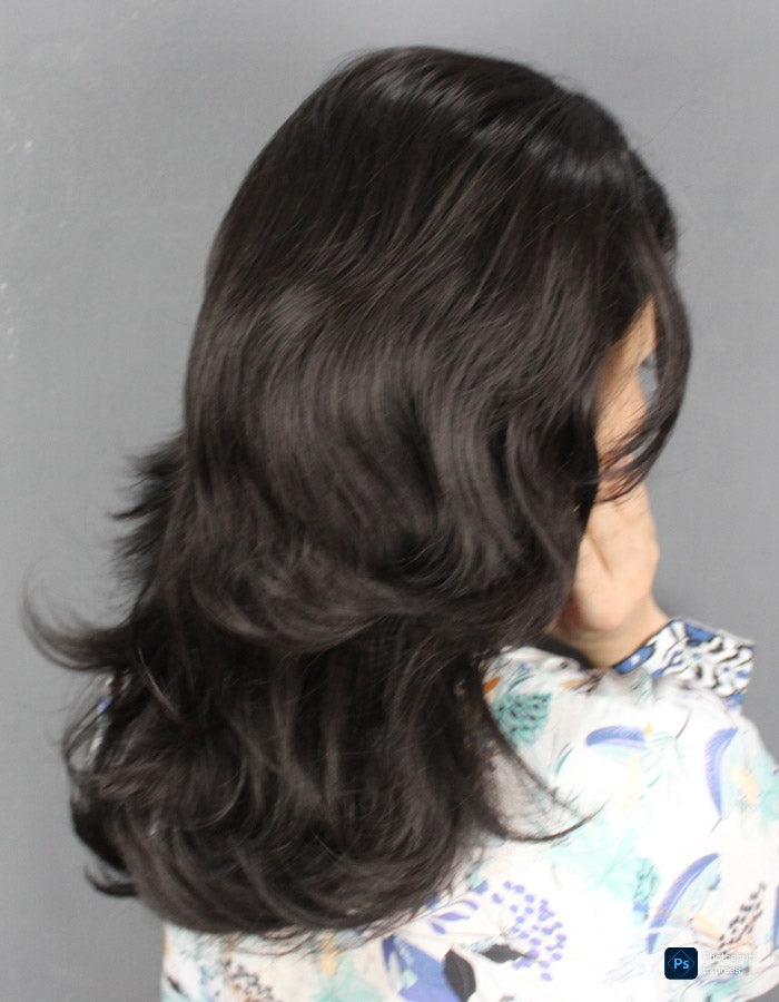 NATURAL BLACK SHORT HAIR TOPPER | Zebaish Wigs & Extensions