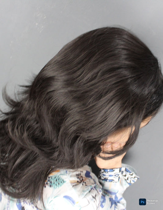 NATURAL BLACK SHORT HAIR TOPPER | Zebaish Wigs & Extensions