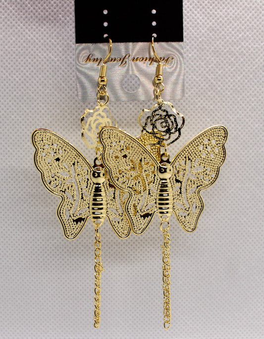 Butterfly Drop Earrings Pair