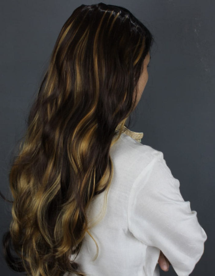 Dark Brown Extension Highlights 2 Colors