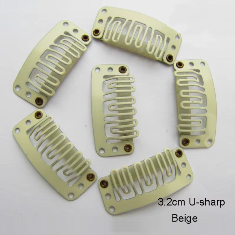 Zebaish U Shape Beige Metal Clips pack of 5 For Hair Extensions,Toppers And Wigs
