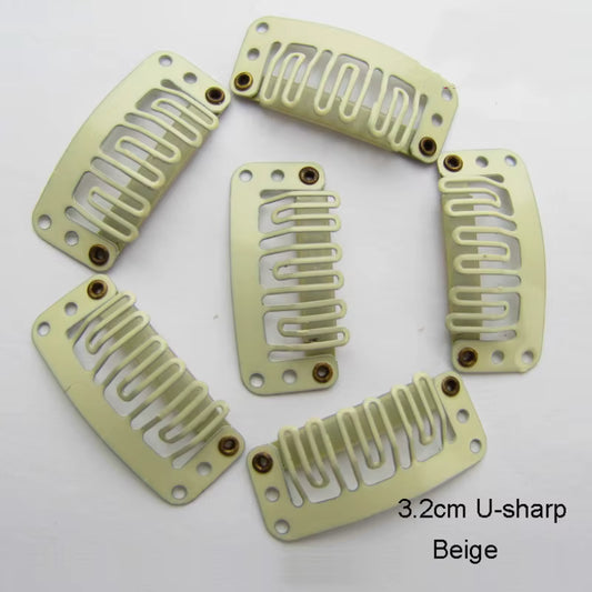Zebaish U Shape Beige Metal Clips pack of 5 For Hair Extensions,Toppers And Wigs