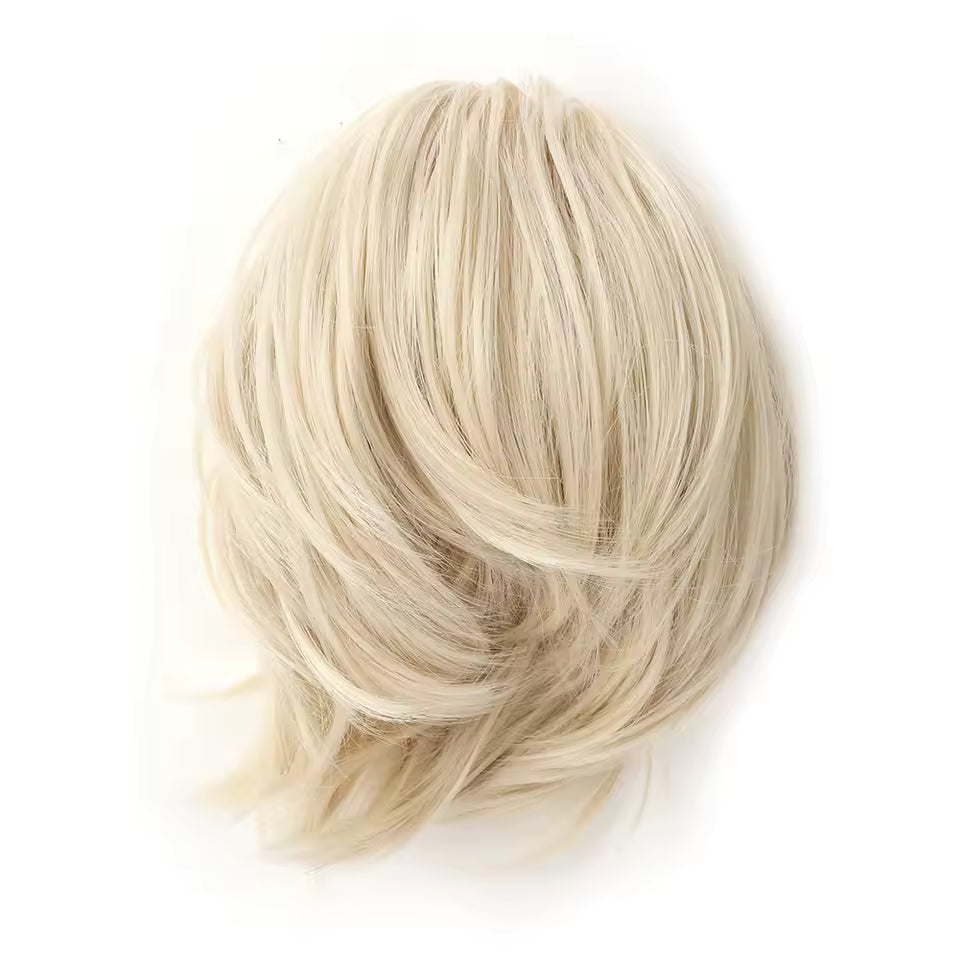 Extensión de pelo sintético para moño desordenado de color rubio platino, 8 pulgadas, moño voluminoso con banda elástica | Pelucas y extensiones Zebaish