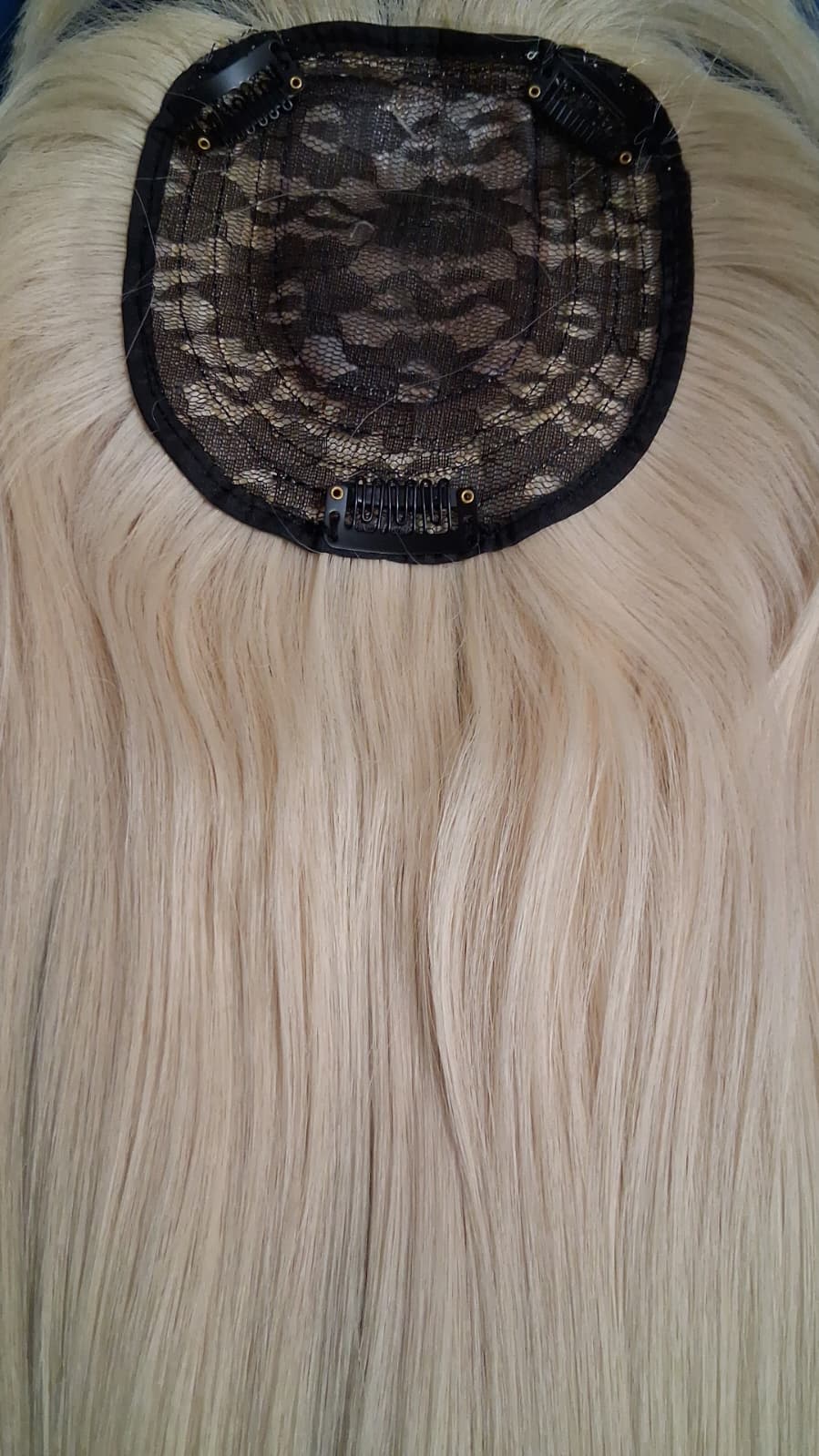 Bleach Blonde Hair 20" Long Topper With  3 Clips, Volumizing Piece | Zebaish Wigs & Extensions