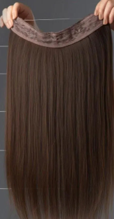 Extensiones de cabello Halo de 24 pulgadas sintéticas - Rubio sucio largo ondulado | Pelucas y extensiones Zebaish