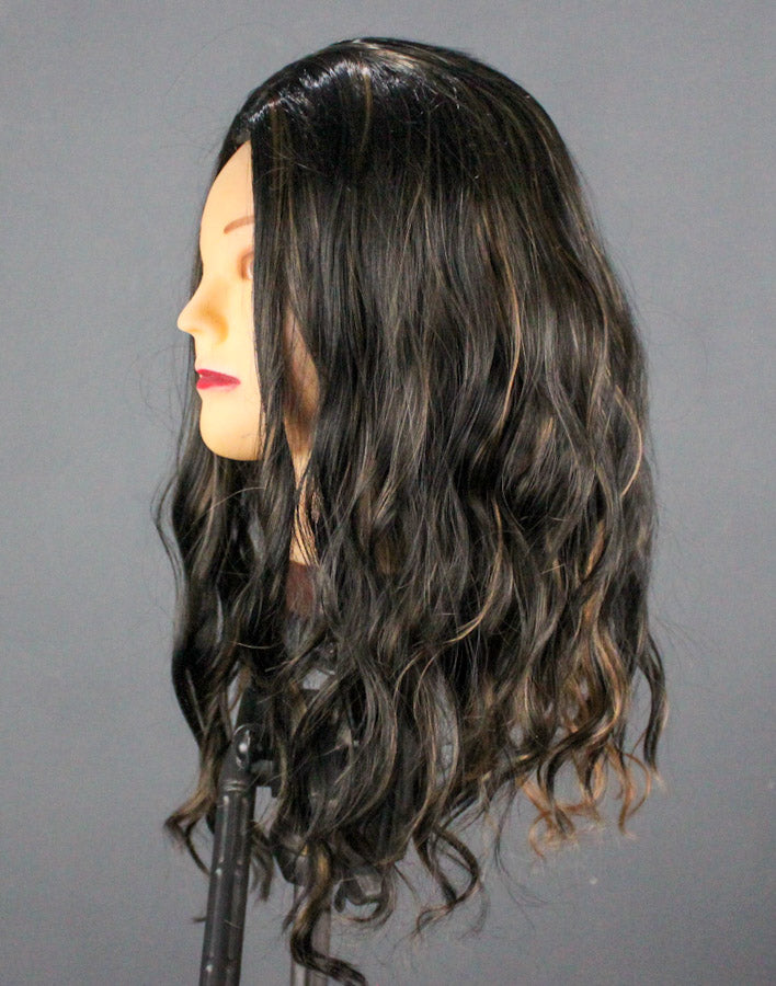 Black Flirty Waves Wig with Copper Highlights | Zebaish Wigs & Extensions