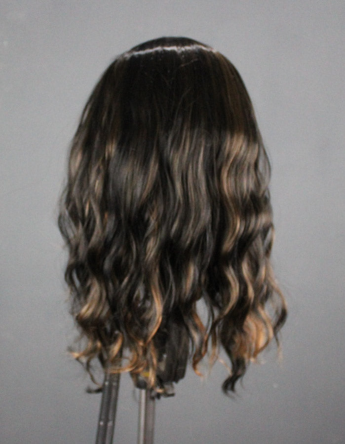 Black Flirty Waves Wig with Copper Highlights - Zebaish Wigs and Extension