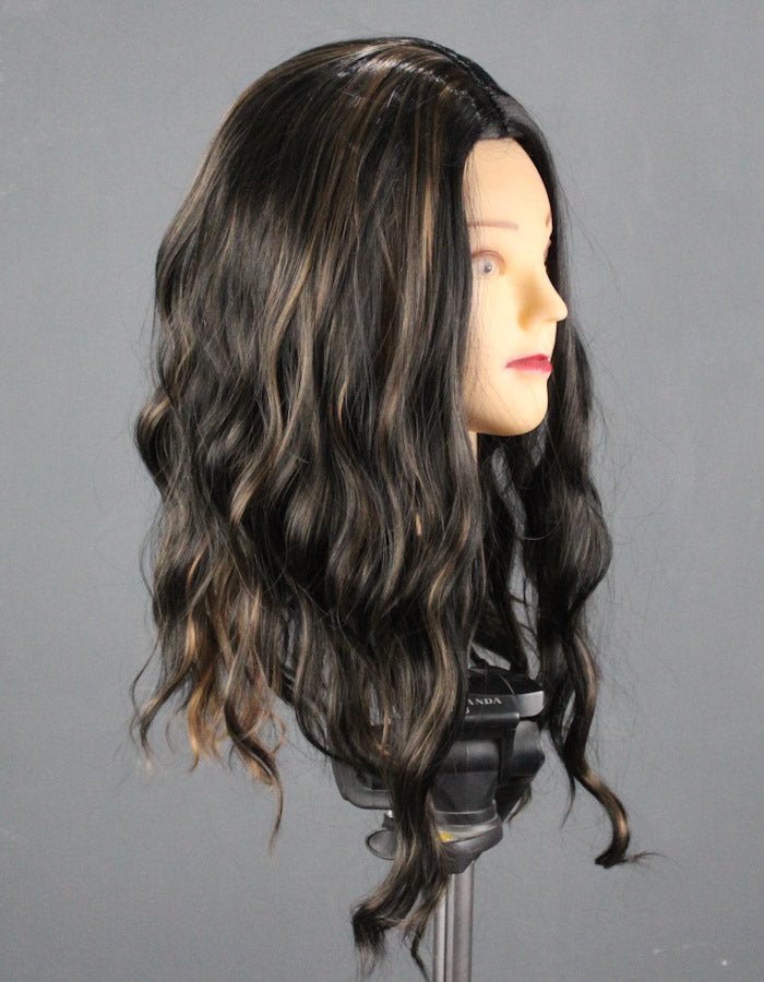 Black Flirty Waves Wig with Copper Highlights - Zebaish Wigs and Extension