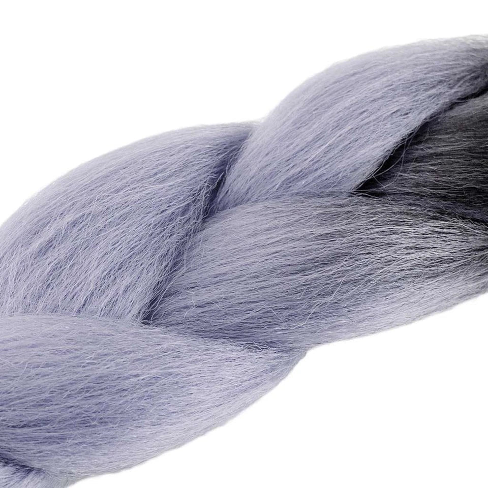 Trenza afro torcida de 24'' Negro con degradado gris, extensión de cabello sintético Kanekalon Jumbo para trenzar | Zebaish Wigs And Extensions