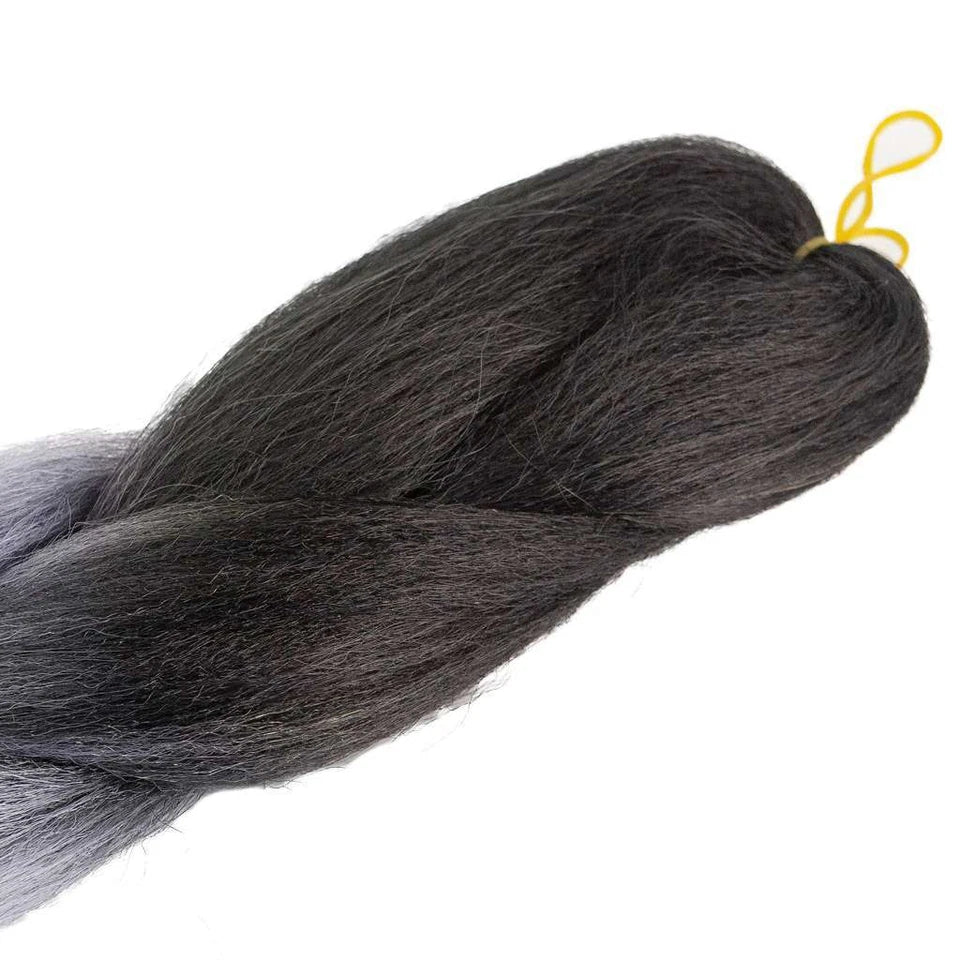 Trenza afro torcida de 24'' Negro con degradado gris, extensión de cabello sintético Kanekalon Jumbo para trenzar | Zebaish Wigs And Extensions