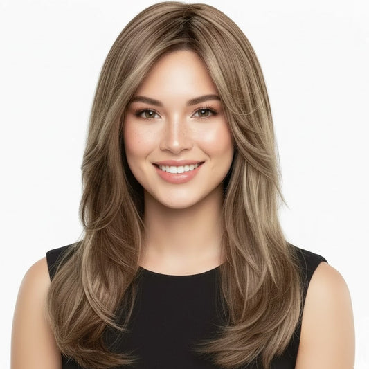 Zebaish Brown Ombre Topper With Golden Blonde Highlights | Zebaish Wigs & Extensions