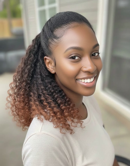 12" Ponytail Twist Crochet Hair Pre Looped Ombre Brown with Curly Ends | Zebaish Wigs And Extensions