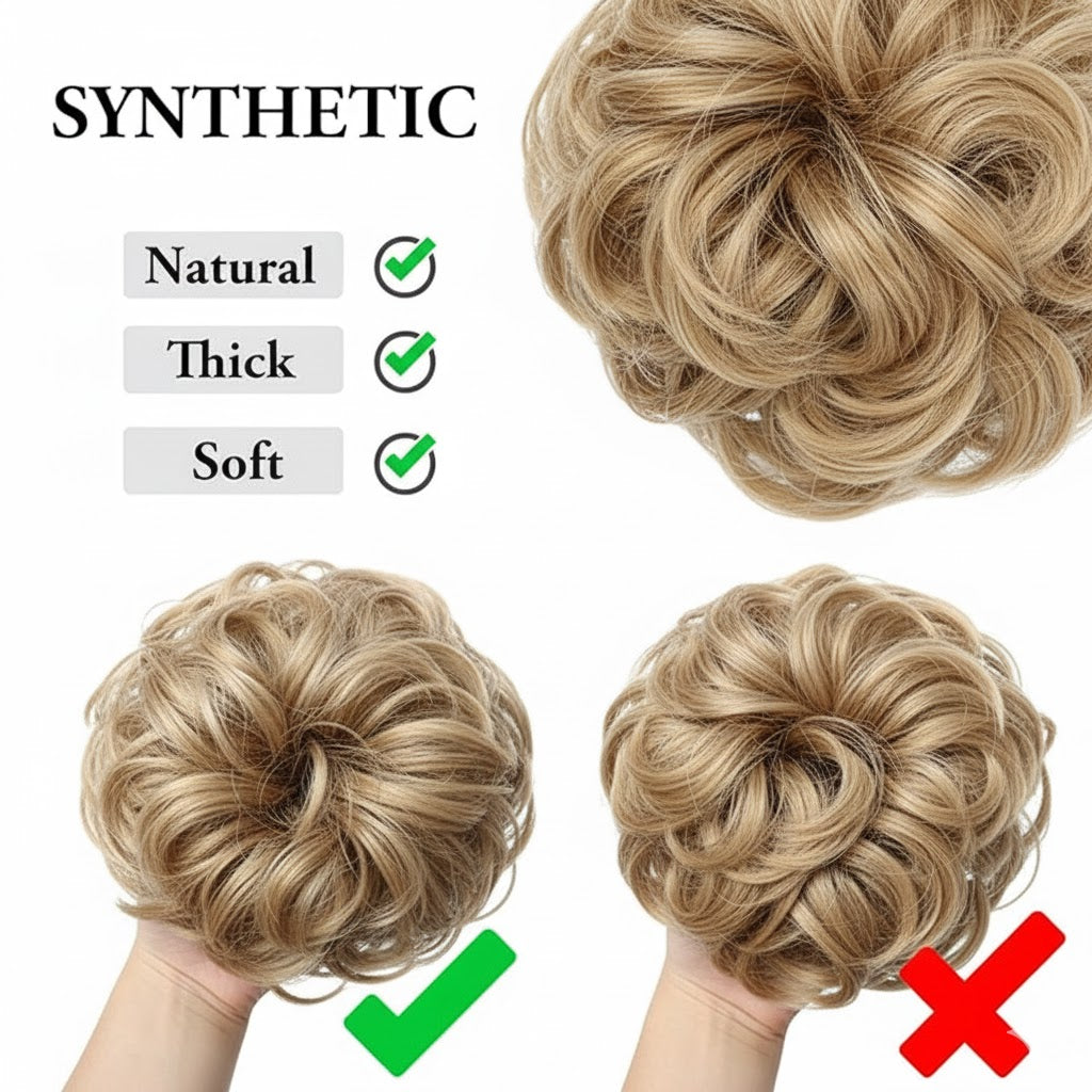 Dirty Blonde Messy Srunchy Bun Hair Piece for Thin Hair Women Synthetic Chignon  | Zebaish Wigs and Extensions