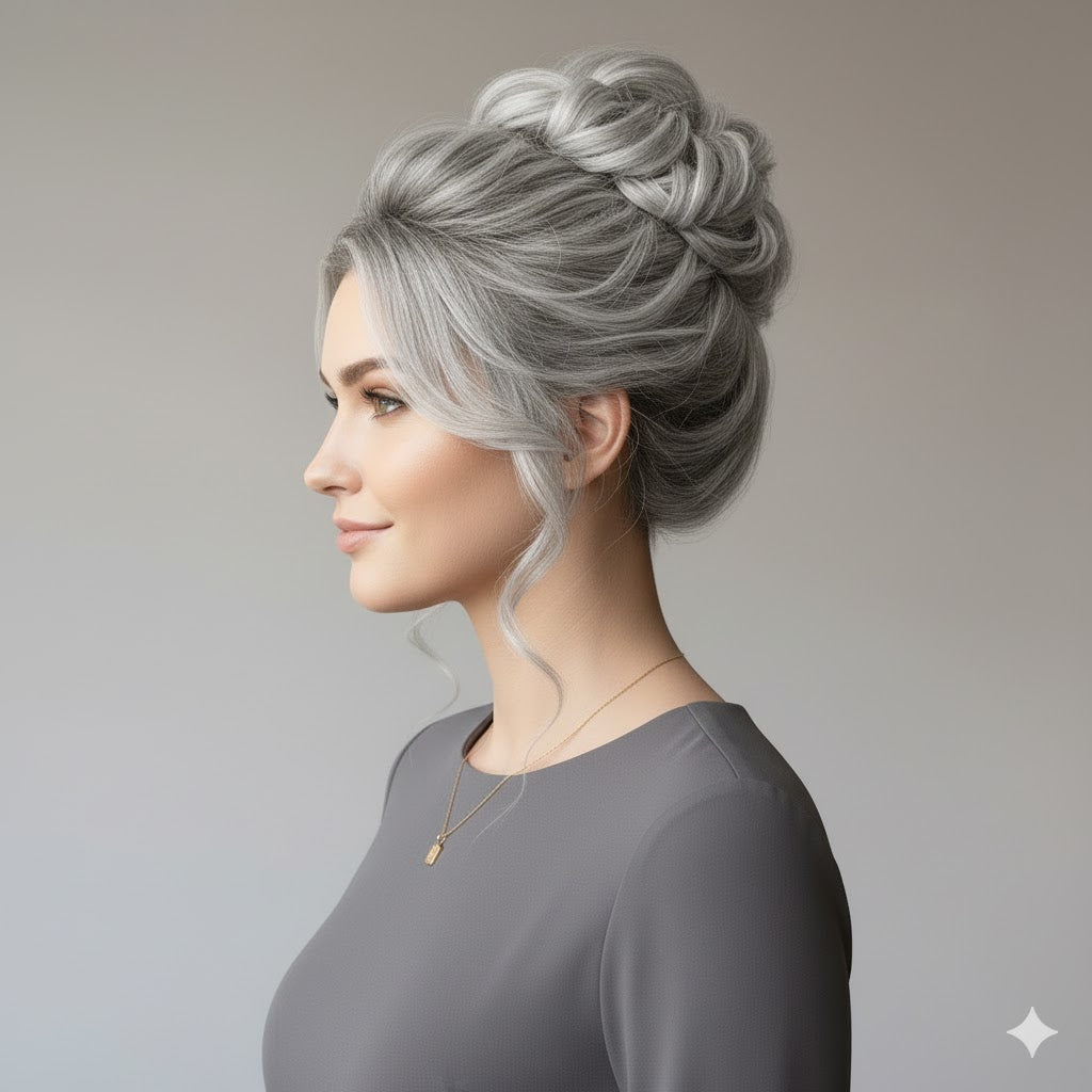 Silver Grey Messy Srunchy Bun Hair Piece for Thin Hair Women Synthetic Chignon | Zebaish Wigs & Extensions