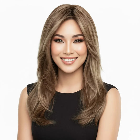 Zebaish Brown Ombre Topper With Golden Blonde Highlights | Zebaish Wigs & Extensions