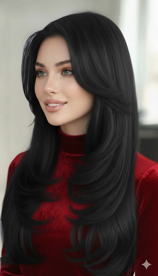 Black Brown 2 Clips Patch with Curtain Bangs | Zebaish Wigs and Extensions