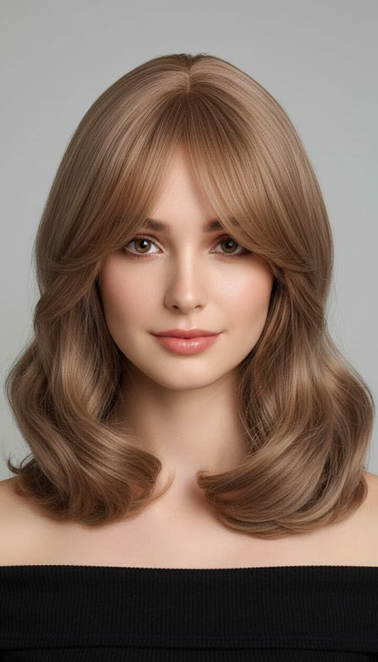 Honey Blonde 16" Long Bob Wavy Wig For Women Synthetic Hair | Zebaish Wigs & Extensions