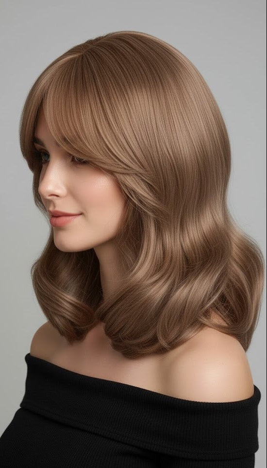 Honey Blonde 16" Long Bob Wavy Wig For Women Synthetic Hair | Zebaish Wigs & Extensions