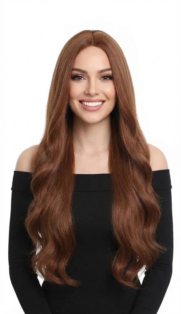 Chest Nut U Shape 7 Clips Extension 28" Long Synthetic Hair | Zebaish Wigs & Extension